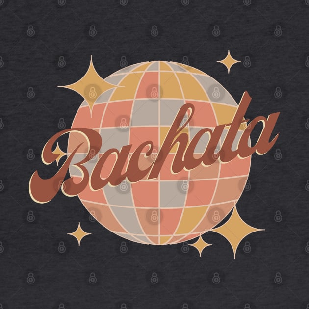 New Bachata Design in retro style with disco ball in brown by Bailamor